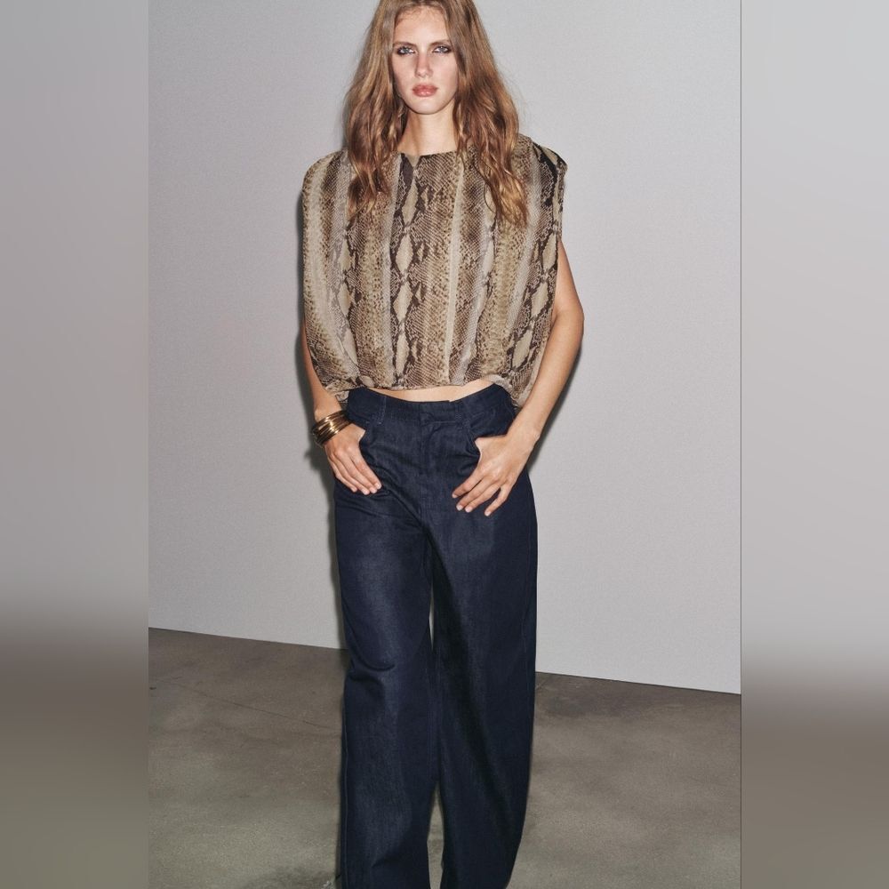 NWT ZARA ZW COLLECTION BARREL HIGH-WAIST JEANS